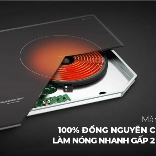 Mâm từ đồng nguyên chất của bếp điện từ đôi SUNHOUSE SHB999HP