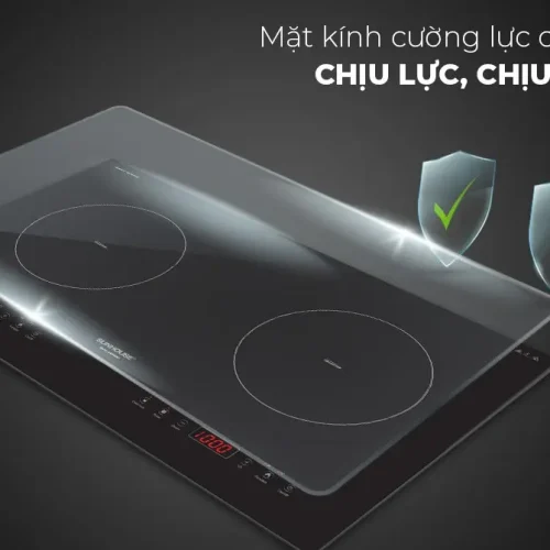 Mặt kính cường lực chịu lực chịu nhiệt của bếp điện từ đôi SUNHOUSE SHB999HP