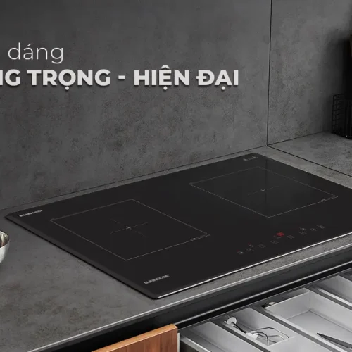 Bếp điện từ đôi SUNHOUSE SHBDI06-HT thiết kế sang trọng, hiện đại trong không gian bếp