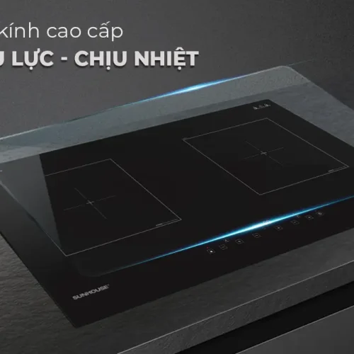 Mặt kính chịu lực chịu nhiệt của bếp điện từ đôi SUNHOUSE SHBDI06-HT