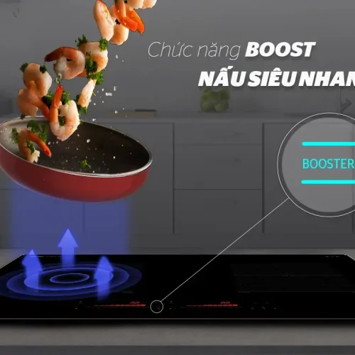 Bếp điện từ đôi SUNHOUSE SHBDI08-PLUS với chức năng Boost nấu siêu nhanh