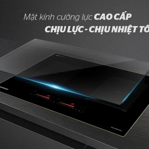 Mặt kính cường lực chịu lực chịu nhiệt của bếp điện từ đôi SUNHOUSE SHBDI08-PLUS