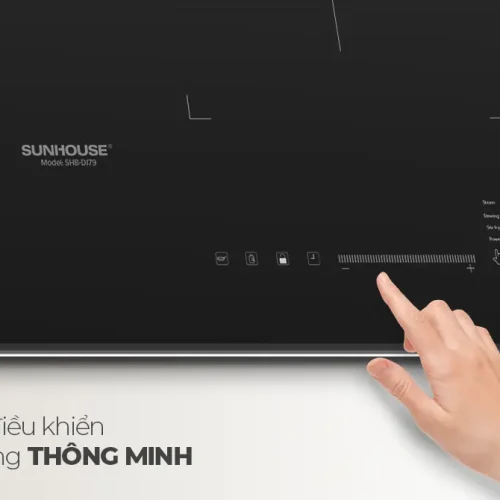 Bảng điều khiển cảm ứng thông minh của bếp điện từ đôi SUNHOUSE SHBDI79