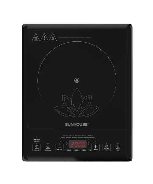 Bếp hồng ngoại SUNHOUSE SHD6013KB 2000W với thiết kế mặt bếp hoa sen và phím bấm cơ