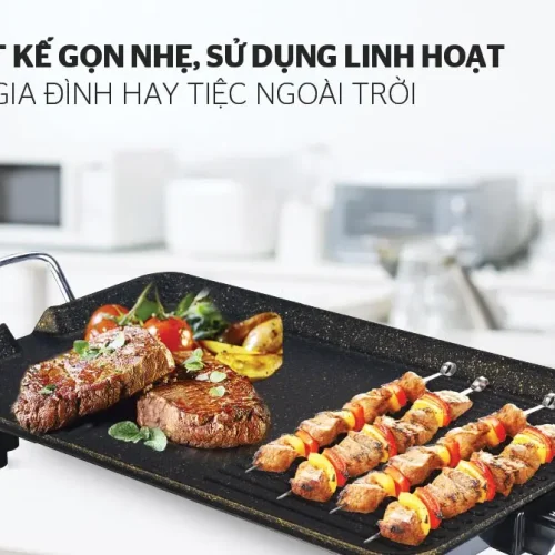 Bếp nướng điện SUNHOUSE HTD4606 1500W thiết kế gọn nhẹ với mặt nướng rộng