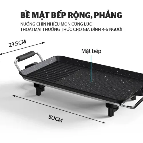 Kích thước mặt bếp nướng điện SUNHOUSE SHD4600 1500W rộng 50 cm