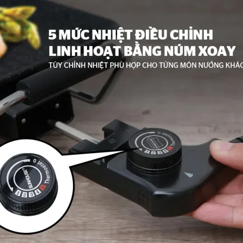 Núm xoay 5 mức nhiệt trên bếp nướng điện SUNHOUSE SHD4600 1500W