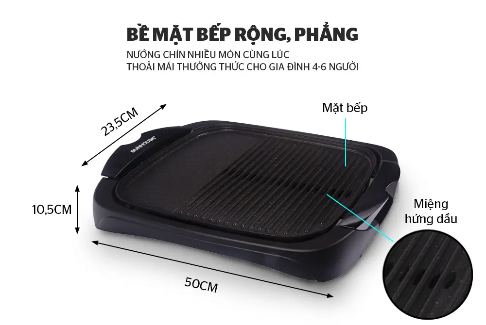Bếp nướng điện SUNHOUSE SHD4602 - 2000W - Ảnh 4