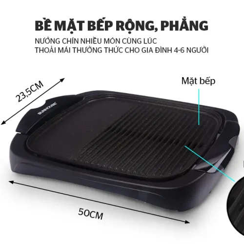 Bếp nướng điện SUNHOUSE SHD4602 2000W mặt bếp rộng có miệng hứng dầu