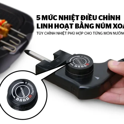 Núm xoay 5 mức nhiệt của bếp nướng điện SUNHOUSE SHD4602 2000W