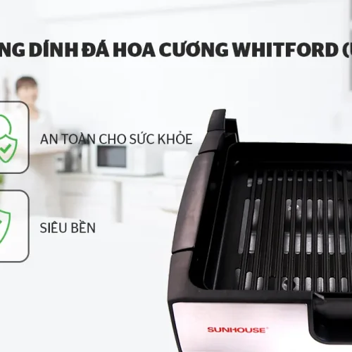 Mặt bếp nướng điện SUNHOUSE SHD4603 1500W phủ chống dính đá hoa cương Whitford
