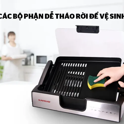 Bếp nướng điện SUNHOUSE SHD4603 với khay nướng tháo rời dễ vệ sinh