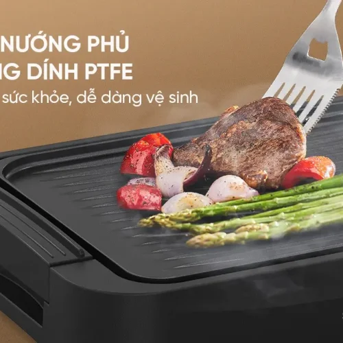 Khay nướng phủ chống dính PTFE trên bếp nướng điện SUNHOUSE SHD4604
