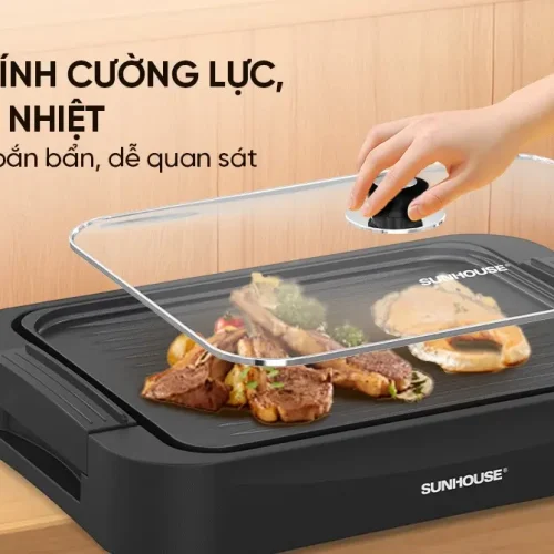 Bếp nướng điện SUNHOUSE SHD4604 1700W với nắp kính cường lực cách nhiệt