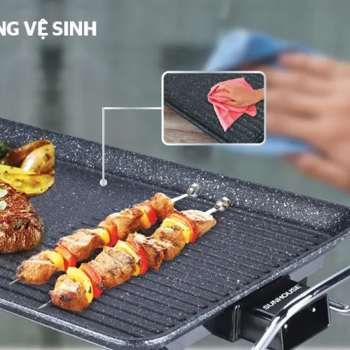 Mặt nướng chống dính của bếp nướng điện SUNHOUSE SHD4607 1500W dễ vệ sinh