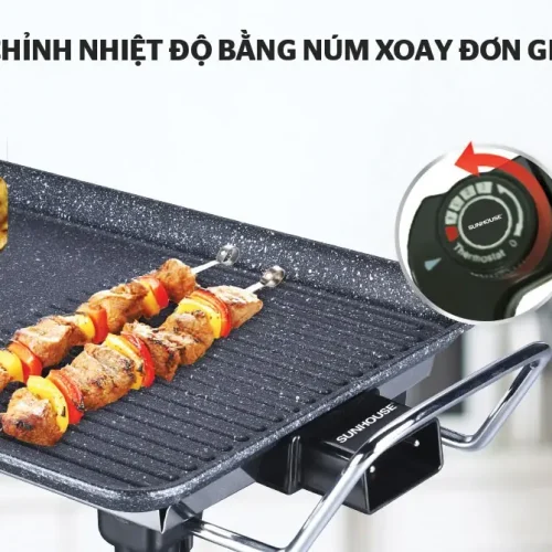 Núm xoay điều chỉnh nhiệt độ trên bếp nướng điện SUNHOUSE SHD4607 1500W