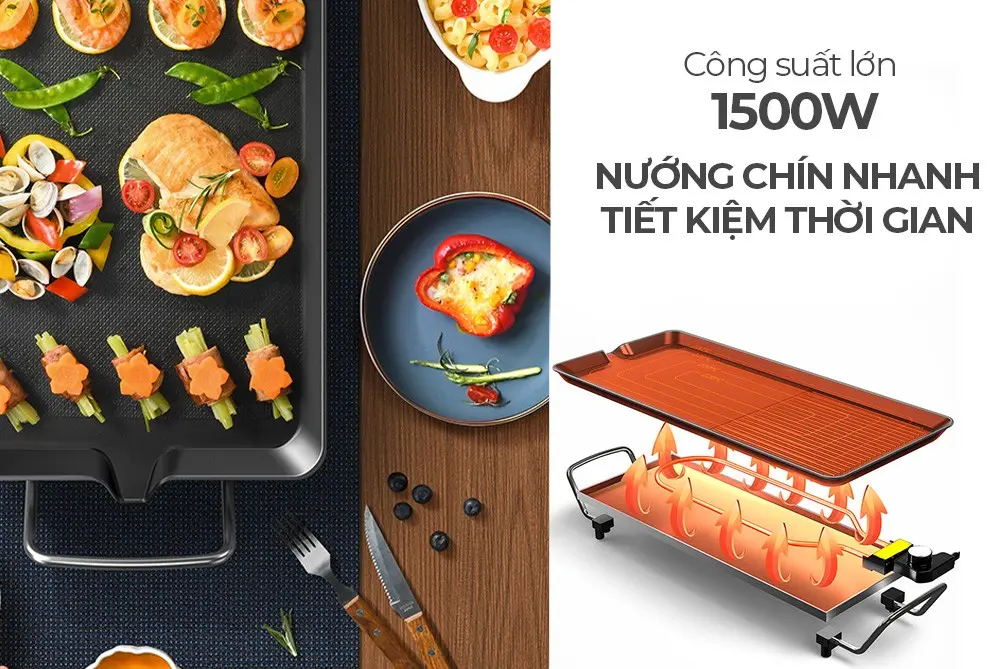 Bếp nướng điện SUNHOUSE SHD4610 1500W nướng chín nhanh