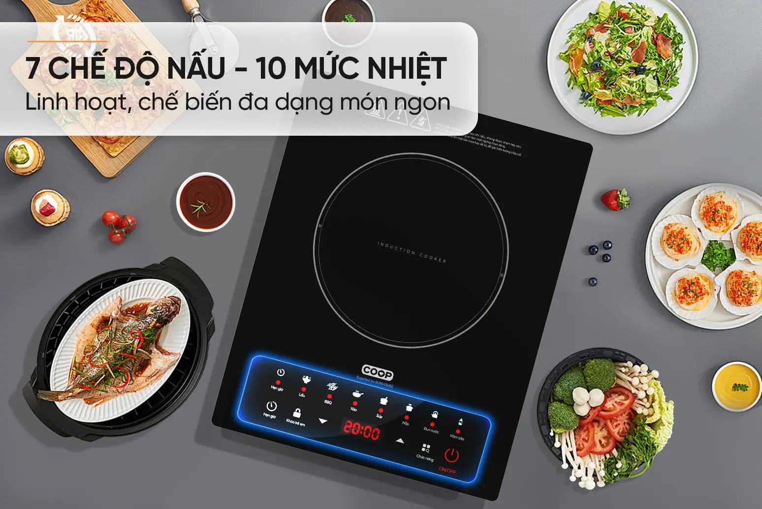 Bếp từ đơn SUNHOUSE COSE6800 - 2000W, Cảm ứng - Ảnh 8
