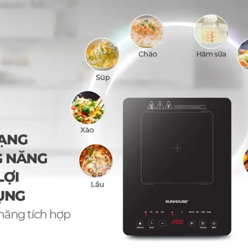 Bếp từ đơn SUNHOUSE SHD6805 hiển thị 8 chức năng nấu tiện lợi