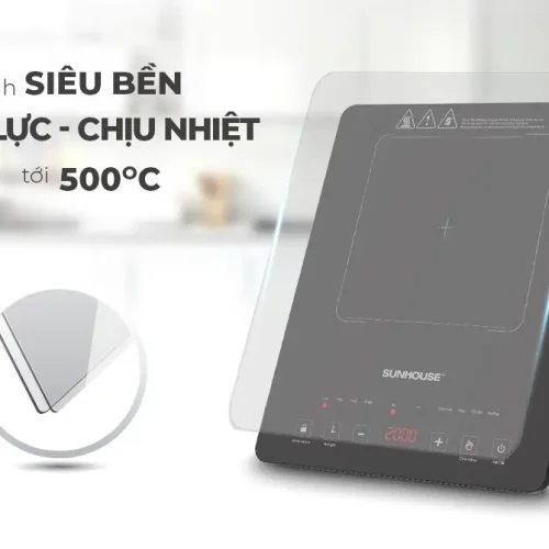 Mặt kính bếp từ đơn SUNHOUSE SHD6805 chịu lực và chịu nhiệt đến 500°C