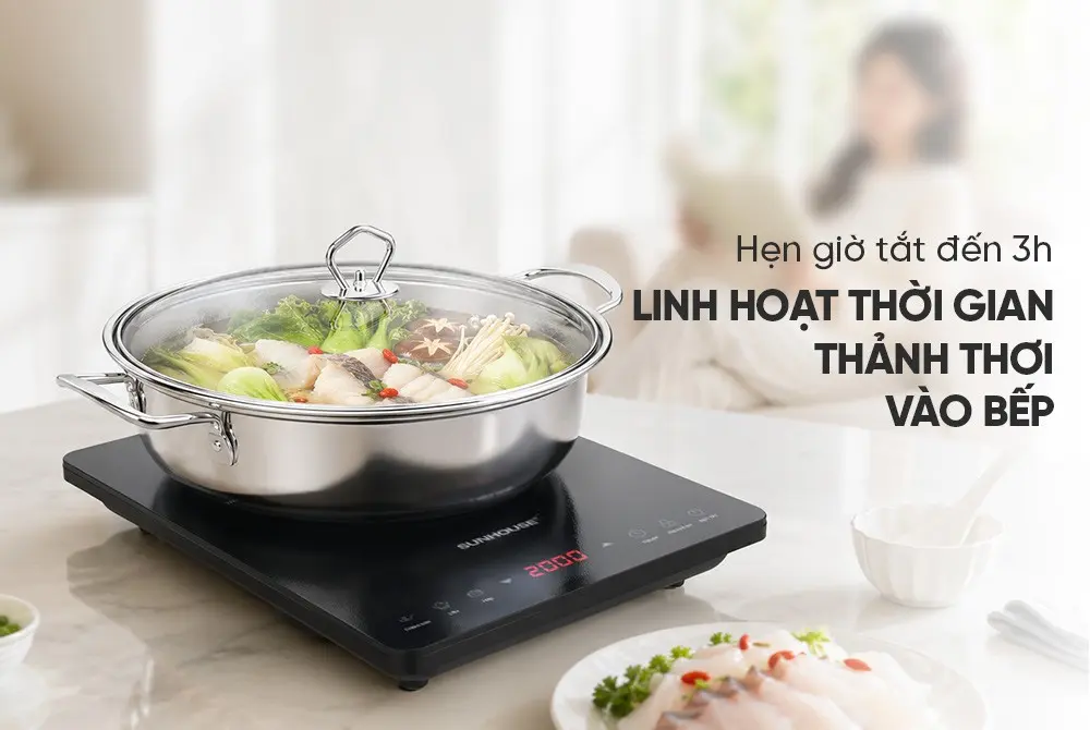 Bếp từ đơn SUNHOUSE SHD6806A hẹn giờ nấu đến 3 giờ