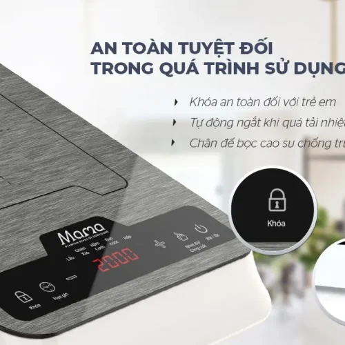 Bếp từ đơn SUNHOUSE SHD6856 2000W cảm ứng có khóa trẻ em và chân đế chống trượt