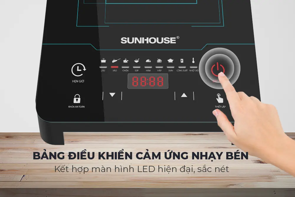 Bảng điều khiển cảm ứng của bếp từ đơn SUNHOUSE SHD6879