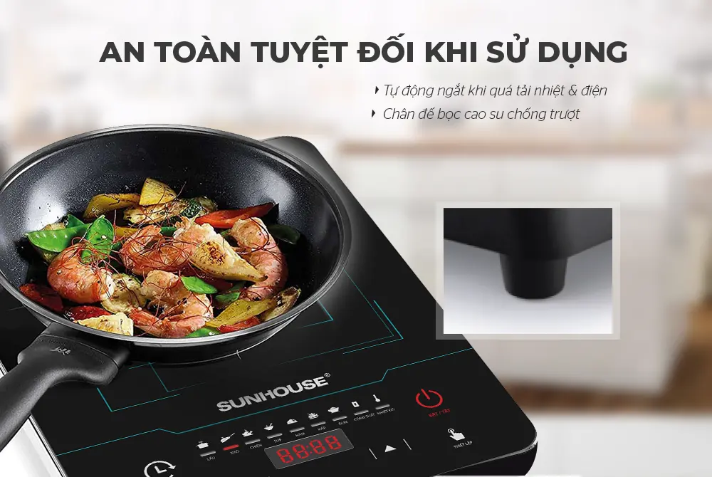 Bếp từ đơn SUNHOUSE SHD6879 2200W cảm ứng với chân đế chống trượt