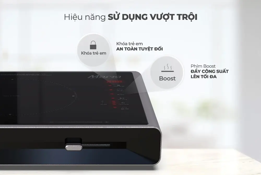 Bếp từ đơn SUNHOUSE SHD6880 2200W cảm ứng có khóa trẻ em và chức năng Boost