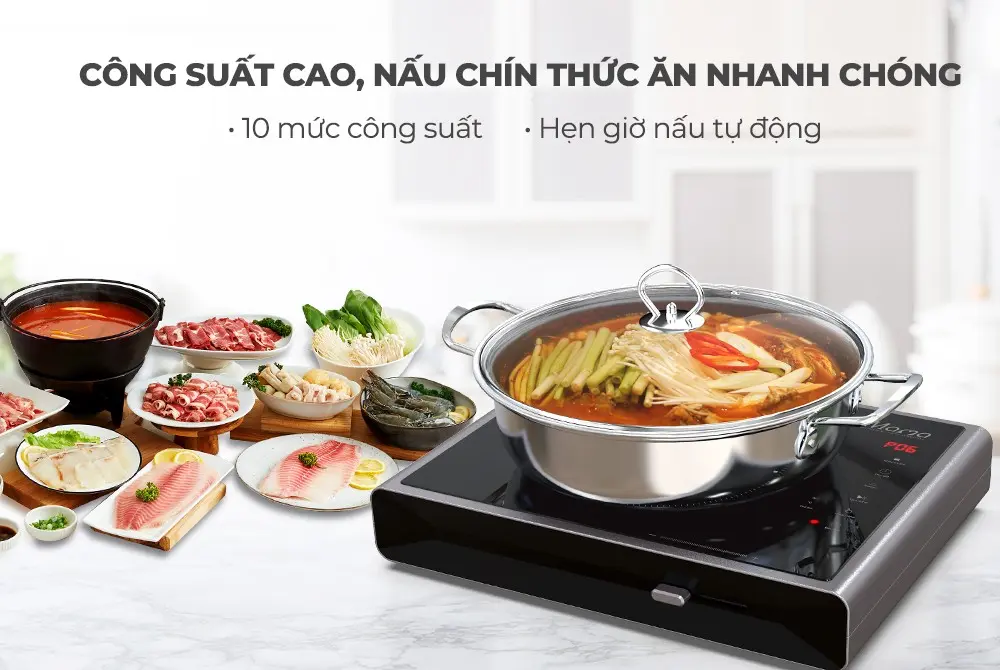 Bếp từ đơn SUNHOUSE SHD6880 2200W cảm ứng, công suất cao và hẹn giờ nấu