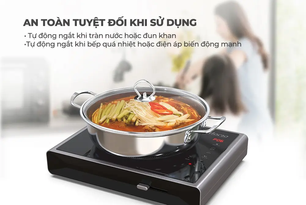 Bếp từ đơn SUNHOUSE SHD6880 nấu lẩu với tính năng tự ngắt an toàn