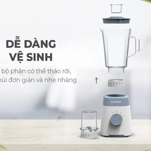 Các bộ phận tháo rời dễ vệ sinh của máy xay sinh tố SUNHOUSE SHD5117MT