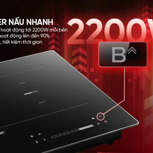 Chế độ Booster 2200W trên bếp điện từ đôi SUNHOUSE SHB599HT