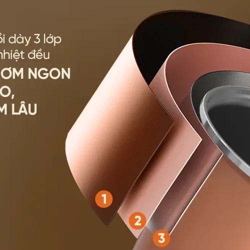 Cấu tạo lòng nồi 3 lớp của nồi cơm điện SUNHOUSE SHD8604