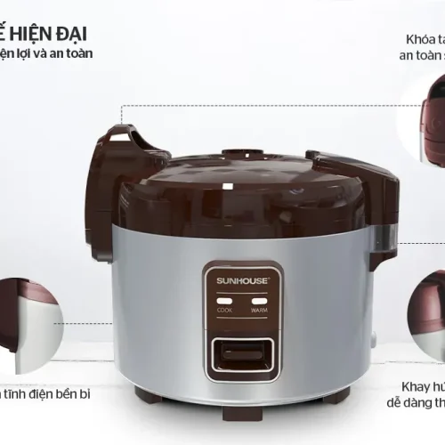 Thiết kế khóa tay cầm an toàn của nồi cơm điện SUNHOUSE SHD8307