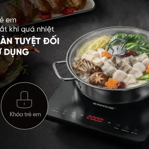 Bếp từ đơn SUNHOUSE SHD6806A với khóa trẻ em và tự ngắt khi quá nhiệt