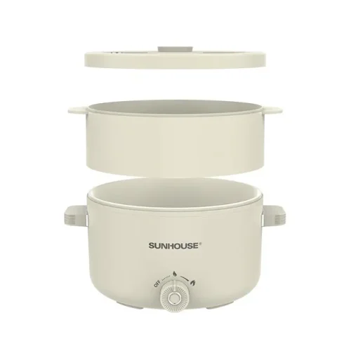 Lẩu điện mini SUNHOUSE SHD4517 700W 2 lít với xửng hấp và nắp