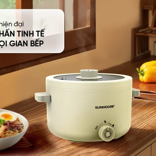 Lẩu điện SUNHOUSE SHD4517 mini 2 lít 700W trên bàn bếp
