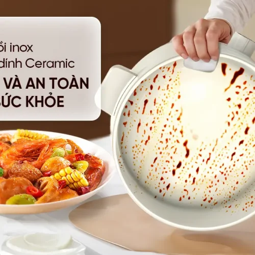 Lòng nồi chống dính Ceramic của lẩu điện SUNHOUSE SHD4517