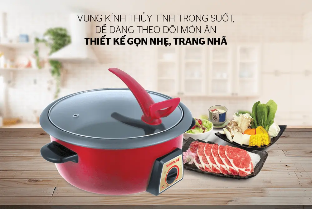 Lẩu điện SUNHOUSE SHD4520 - 1300W, Đa năng - Ảnh 2