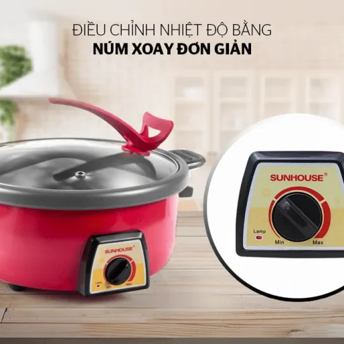 Lẩu điện đa năng SUNHOUSE SHD4520 1300W với núm xoay điều chỉnh nhiệt độ