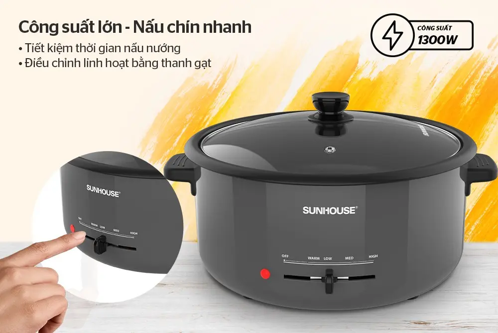 Lẩu điện SUNHOUSE SHD4523 - 1300W, Đa năng - Ảnh 5