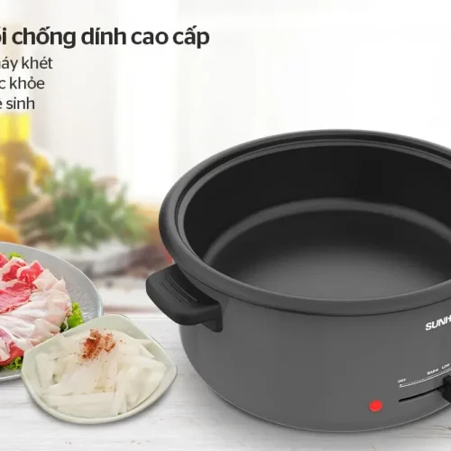 Lòng nồi chống dính của lẩu điện đa năng SUNHOUSE SHD4523 1300W
