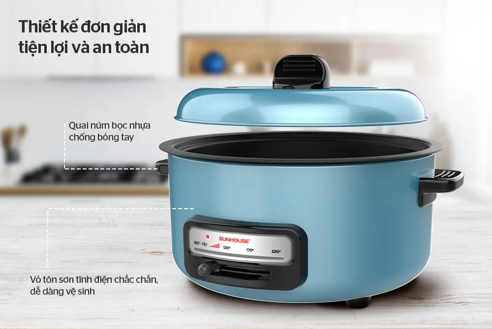 Lẩu điện SUNHOUSE SHD4527 - 1300W, Đa năng - Ảnh 3