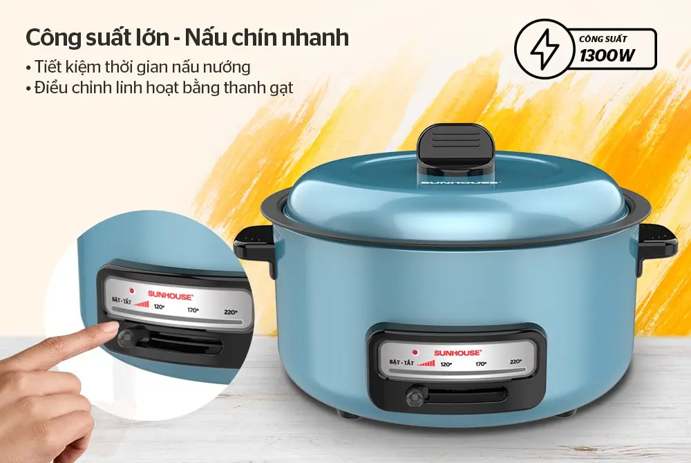 Lẩu điện SUNHOUSE SHD4527 - 1300W, Đa năng - Ảnh 5