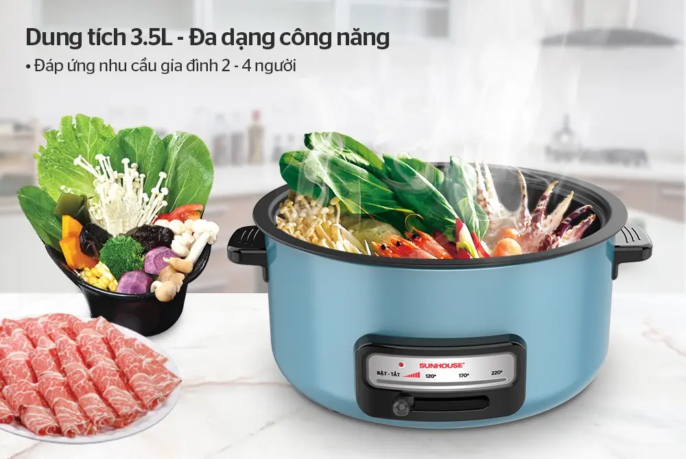 Lẩu điện SUNHOUSE SHD4527 - 1300W, Đa năng - Ảnh 6
