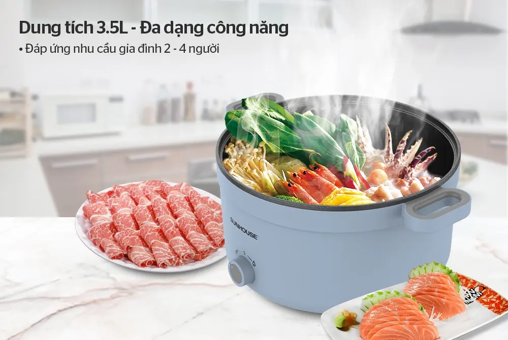 Lẩu điện đa năng SUNHOUSE SHD4528 3.5 lít nấu lẩu