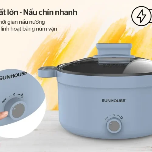Nồi lẩu điện đa năng SUNHOUSE SHD4528 1200W dung tích 3.5 lít màu xanh