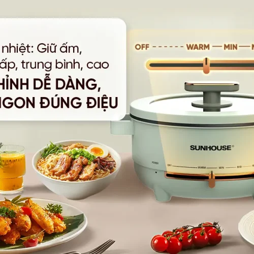 Lẩu điện SUNHOUSE SHD4540 4 lít với bảng điều chỉnh 4 mức nhiệt