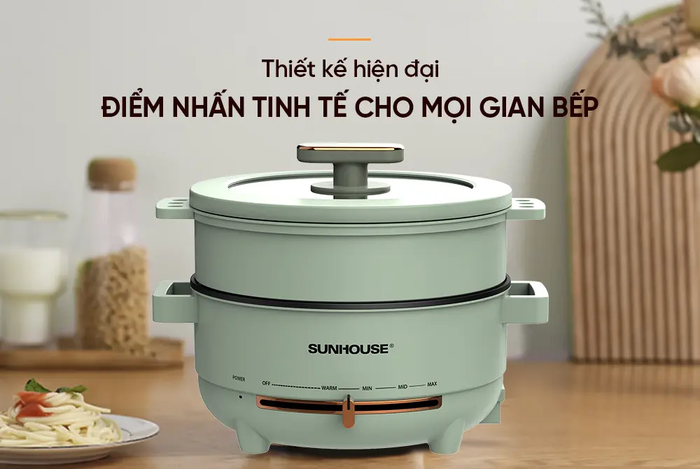 Lẩu điện SUNHOUSE SHD4540 4 lít 1000W màu xanh lá